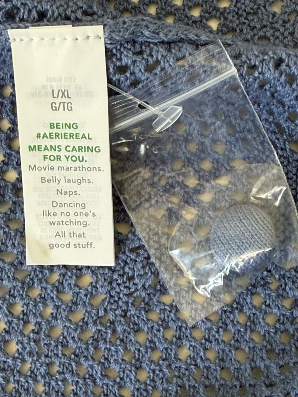 NWOT Aerie Crochet Maxi Cape Duster Vest Open Knit Cardigan Cover-up Blue L/XL - Picture 7 of 12